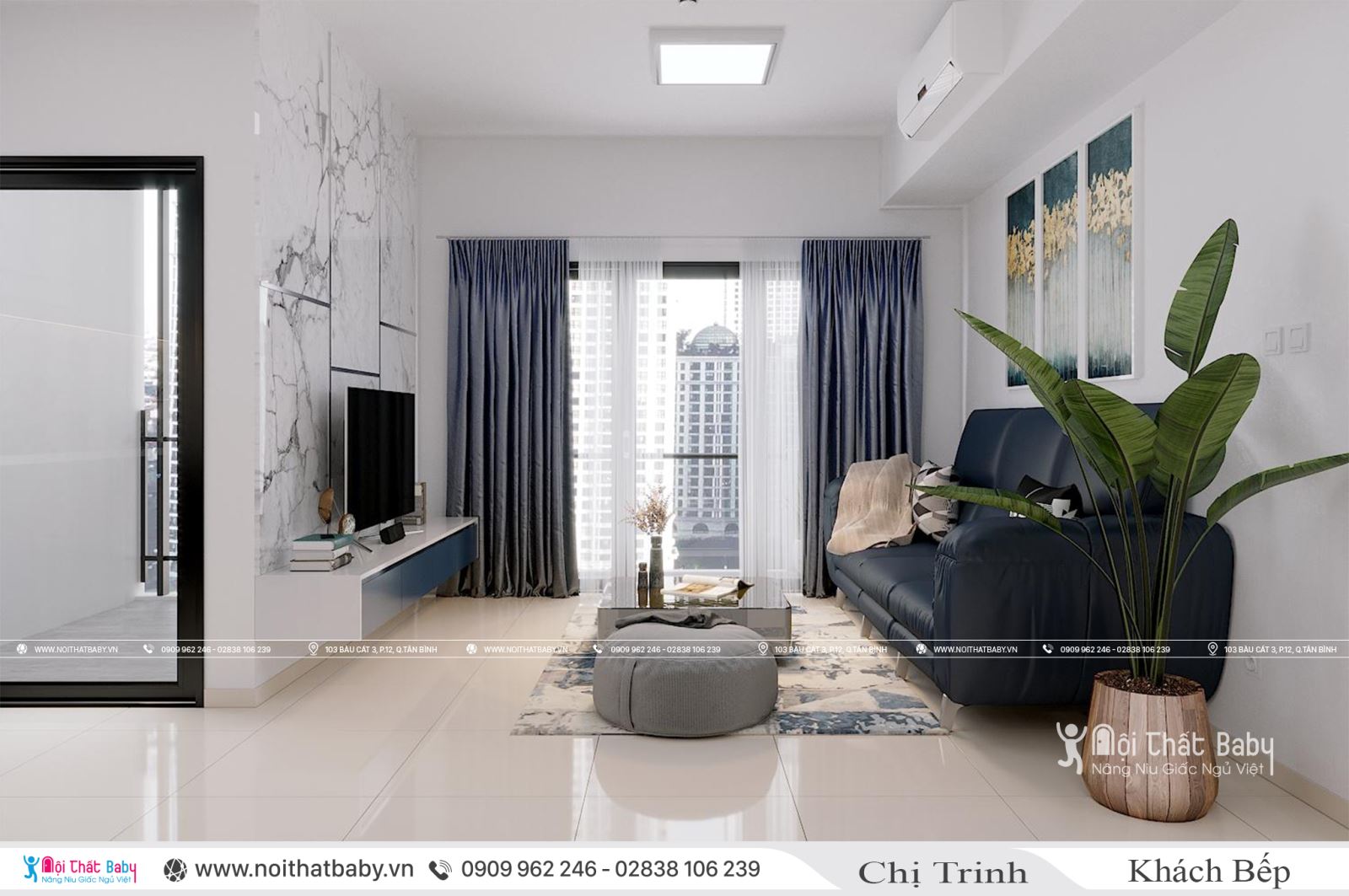 Thiết kế và thi công nội thất trọn gói hiện đại tại căn 104m2 Emerald Celadon City